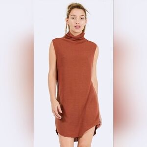 Joah Brown Sleeveless Cowl Neck Sweater in Rust